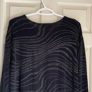 Chic Black and Silver Long Sleeve Women's Top